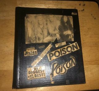 Vintage Poison 1980s Homemade Band Scrap Book,  Tesla 1989 Concert Ticket Stub