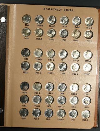 1946 - 2002 Pds Roosevelt Dimes Au/bu/proof Complete Set 168 Coins In Dansco 8125