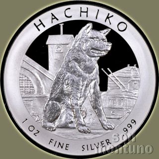 Hachiko Japanese Akita Dog Tokyo 1oz Silver Proof Dollar Coin With 2016 Niue