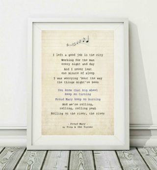 259 Tina & Ike Turner - Proud Mary - Song Lyric Art Poster Print - Sizes A4 A3