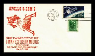 Dr Jim Stamps Us Apollo 9 Lem 2 Lunar Excursion Module Space Event Cover 1969