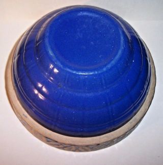 Antique Cobalt Blue Ceramic Pottery Mixing Art Bowl 6 7/8 Wide X 3 3/8 " Tall