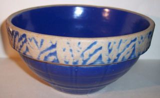 ANTIQUE Cobalt Blue Ceramic POTTERY MIXING ART BOWL 6 7/8 WIDE X 3 3/8 