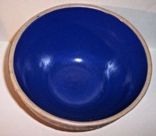 ANTIQUE Cobalt Blue Ceramic POTTERY MIXING ART BOWL 6 7/8 WIDE X 3 3/8 