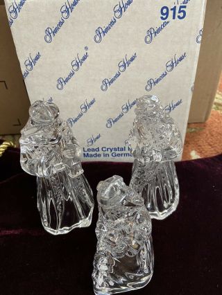 Princess House 915 Nativity Lead Crystal 3 Kings Figurines Made In Germany W/box