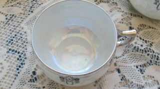 SILVERITE CHINA BAVARIA OHME COLONIAL ART DECO IRIDESCENT 11 CUPS ONLY 2 1/4 