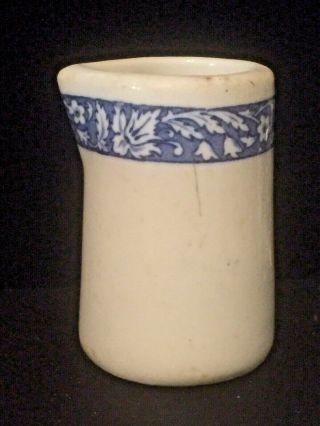 Vintage Restaurant Ware Creamer Syrup Pitcher Individual Blue Leaf Design
