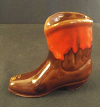 VINTAGE REDWARE MCMASTER CRAFT POTTERY Cowboy Boot Souvenir Niagara Falls 3