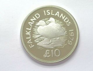 Falkland Islands 1979 Silver 10 Pounds Perfect Proof Dcam Km 12