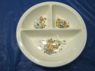 Vintage Baby Child Dish 3 - Compartment Food Tray Pottery Bowl Fairytales Images