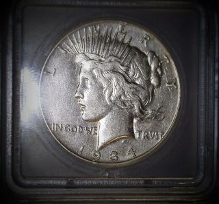 1934 - S Peace Silver Dollar,  Icg Au50,  Tough Date,  And Fast