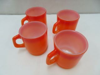 4 Vintage Fire King Anchor Hocking Coffee Cups Mug Orange
