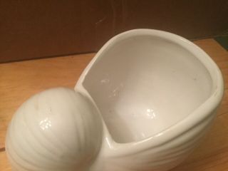 WHITE SHELL PLANTER CLASSY WITH SMOOTH LINES PLANTER 6” x 3.  5” 2