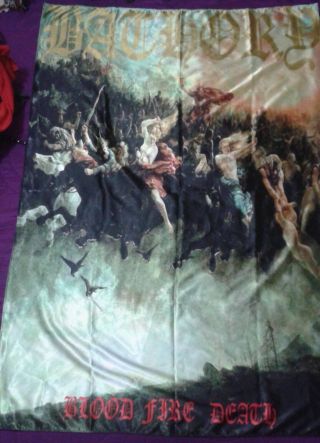 Bathory Blood Fire Death Flag Cloth Poster Wall Tapestry Banner Cd Black Metal