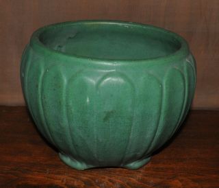 Vintage Matte Green Arts & Crafts Pottery Jardiniere Weller Zanesville Roseville 2