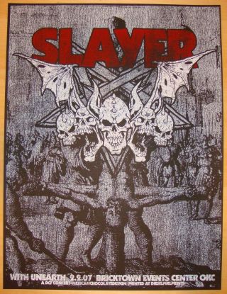 2007 Slayer & Unearth - Oklahoma City Silkscreen Concert Poster By Jared Connor