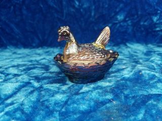 2 1/2 " Vintage Boyd Art Glass Hen On Nest