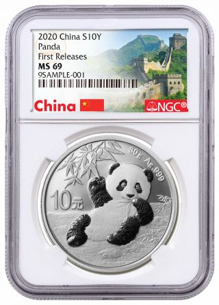 2020 China 30 G Silver Panda ¥10 Ngc Ms69 Fr Great Wall Label Sku59840