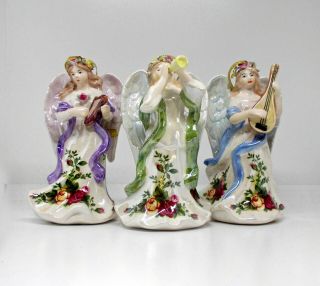 Royal Doulton Royal Albert Old Country Roses Angel Ornaments Figurines Set Of 3