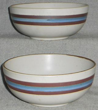 Set (2) Otagiri Stoneware Horizon Pattern Coupe Cereal Bowls Made In Japan