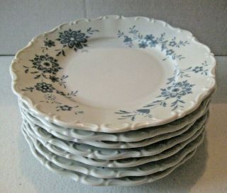 Vintage Seltman Weiden China - W.  Germany - Christina Bavarian Blue - 7 Bread Plates