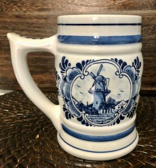 1986 Norelco Delfts Blauw Blue & White Hand Painted Mug - Holland