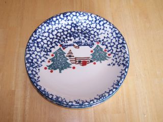 Tienshan Folk Craft Cabin In The Snow Salad Plate Blue Sponge 1 Ea 10 Available
