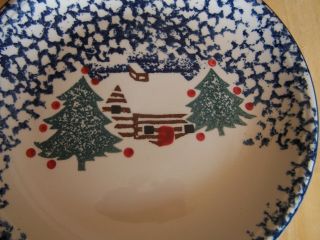 Tienshan Folk Craft CABIN IN THE SNOW Salad Plate Blue Sponge 1 ea 10 available 3