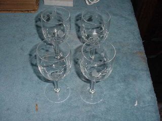 Set Of 4 Princess House Heritage Crystal 6 Inch Wine Glasses,  Ex
