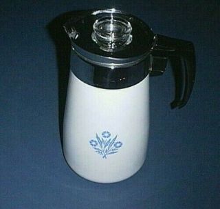 Corning Ware Stove Top 9 Cup Percolator Coffee Maker Pot Blue Cornflower