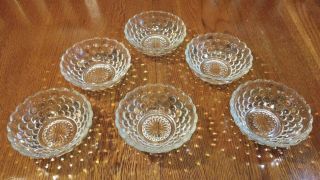 6 Lovely Vintage Anchor Hocking Bubble Clear Glass 4 " Berry Dessert Bowls
