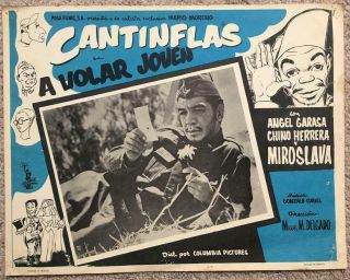 A Volar Joven 1947 11x14 Cantinflas In Army Mexican Lobby Card 1199
