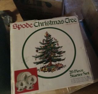 Spode Christmas Tree 20 Pc.  Starter Set W/ Box Service For 4