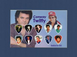 Conway Twitty Matted Picture Guitar Pick Limited Hello Darlin Slow Hand Darling