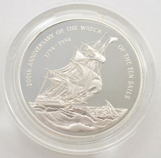 1994 Cayman Islands Sterling Silver PF 2 Dollars - Wreck Of Ten Sails 072 2