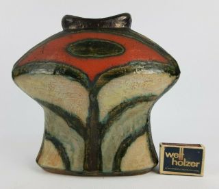 Vintage 60 - 70 STUDIO ART POTTERY Fishmouth Vase Fat Lava Era West German Pottery 2