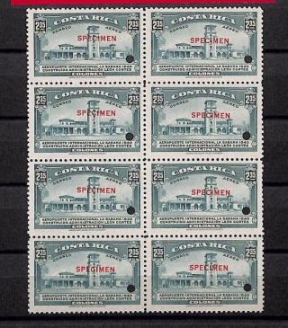 Ss4941 Costa Rica 1940 Airmail American Banknote Co.  Specimen 2.  35c Block{8} Um
