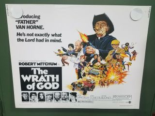 1972 The Wrath Of God Half Sheet Poster Robert Mitchum Vigilante Priest