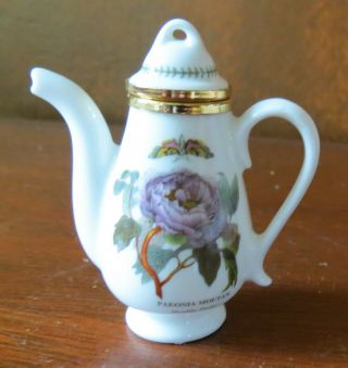 Portmeirion Botanic Garden Shrubby Peony 2 ¾” Coffee Pot Porcelain Box