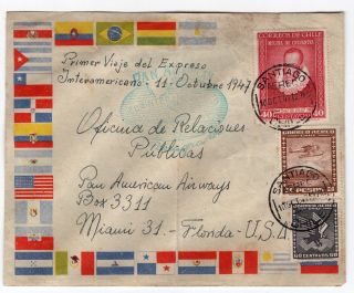 Chile 1947 Panagra First Flight Pan American Airways To Usa