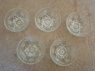 Vintage Star Of David Anchor Hocking Bowls 5.  25 " (5) Clear Scalloped Near