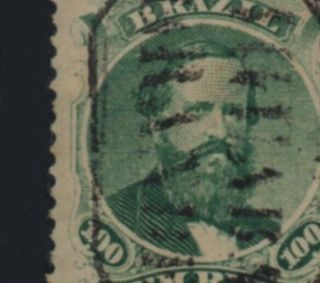 Brazil Stamp D.  Pedro 100 rs.  TYPE 1/1a BLUISH PAPER $11.  500,  00 RARE VARIETY 3