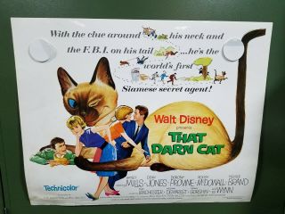 1965 That Darn Cat Half Sheet Poster Hayley Mills Disney Siamese Comedy