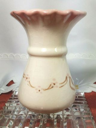 Vintage Pink And Cream Pottery Wall Pocket Vase 4 1/4 " H
