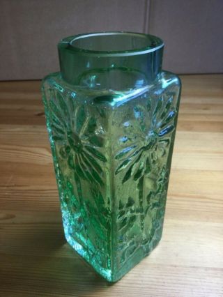 Vintage Dartington Frank Thrower Art Glass Marguerite Daisy Vase Rare Green