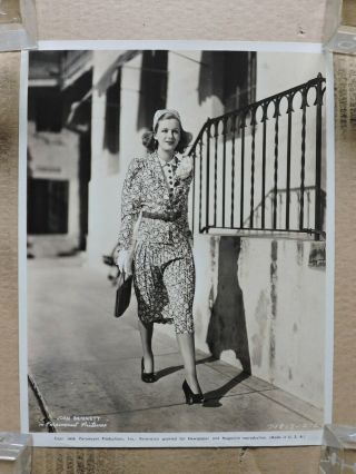 Joan Bennett Candid Fashion Portrait Photo 1938 Paramount