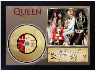Freddie Mercury Queen Bohem Mini Gold Vinyl Cd Record Signed Framed Photo Print