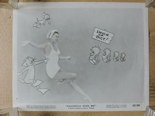 Esther Williams With Tom And Jerry Leggy Artwork Photo 1953 Dangerous When Wet