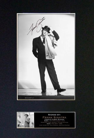 Frank Sinatra Rare Signature / Autograph - Signed Mounted Collectors Photograph