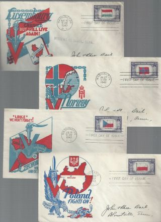 Set 13 WWII Overrun Country FDC ' s Scott 909 - 21 w/ Cachet Craft (Staehle) cachets 2